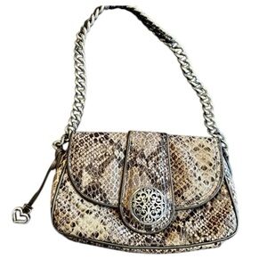 Brighton Snake Skin Brown and Cream Snakeskin Shoulder Bag with Chain Strap